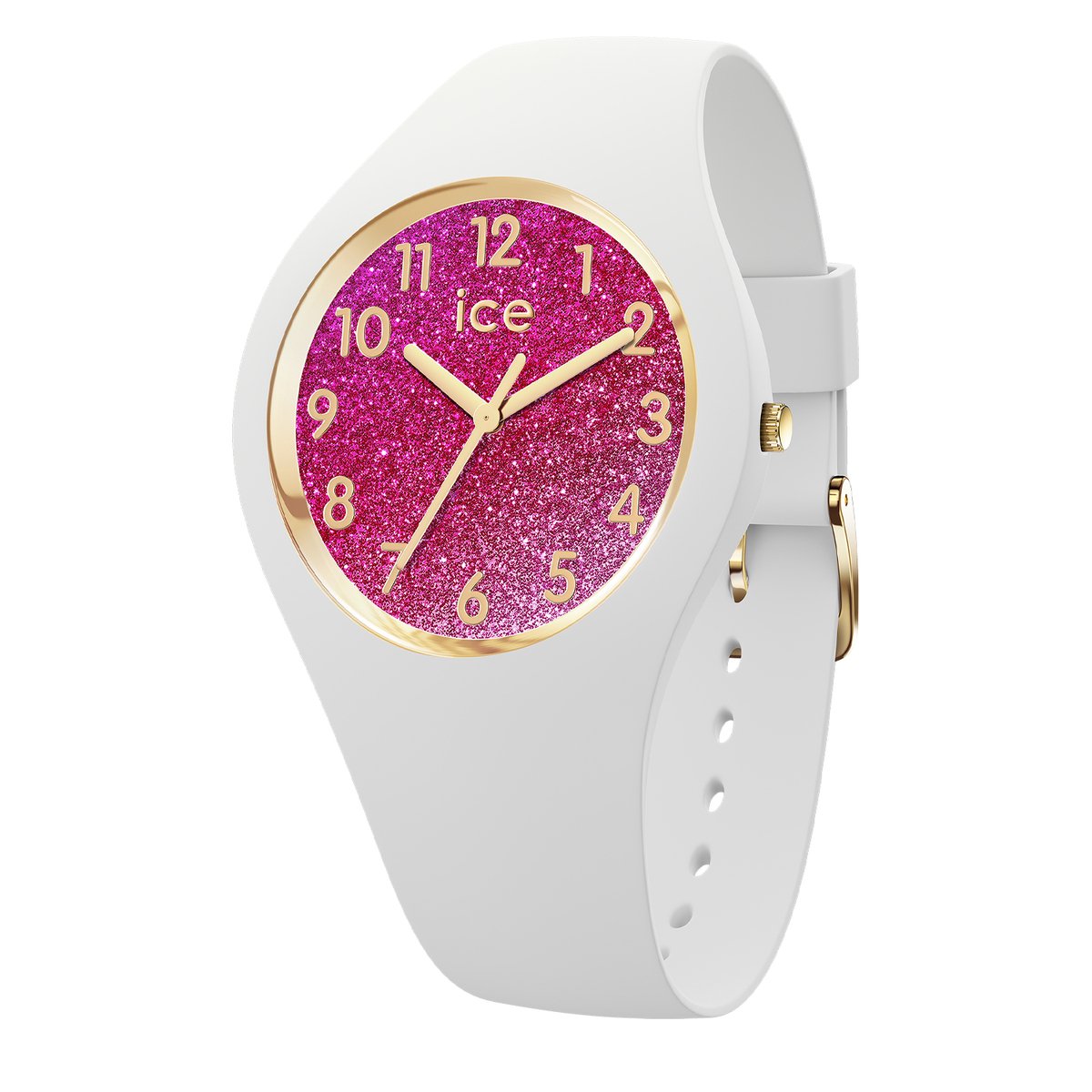 Ice Watch ICE glitter - White pink 022572 Horloge - Siliconen - Wit - Ø 34 mm