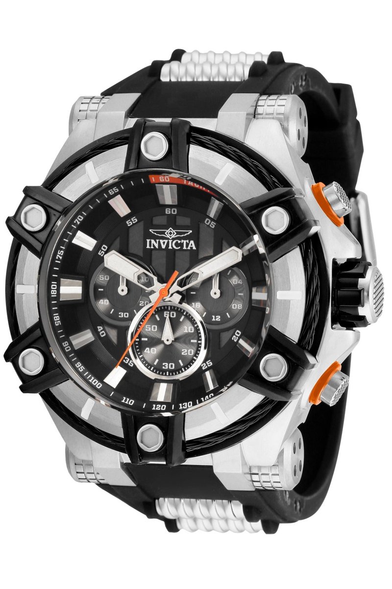 Invicta Bolt 35547 Heren Horloge - Waterdicht - Analoog - Quartz Uurwerk - Roestvrij Staal met zwarte Wijzerplaat - 52mm