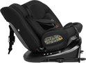 Siège auto noir avec base Isofix, tourné en position inclinée.