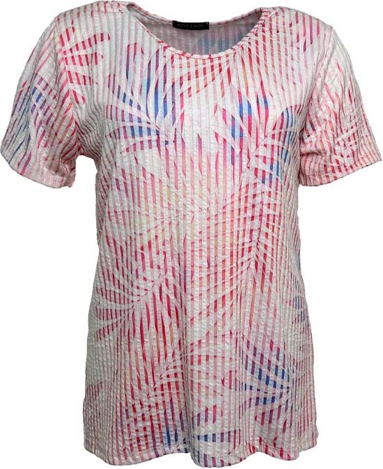 Pink Lady dames shirt - shirt dames - roze print - N131 - korte mouwen - maat XXL