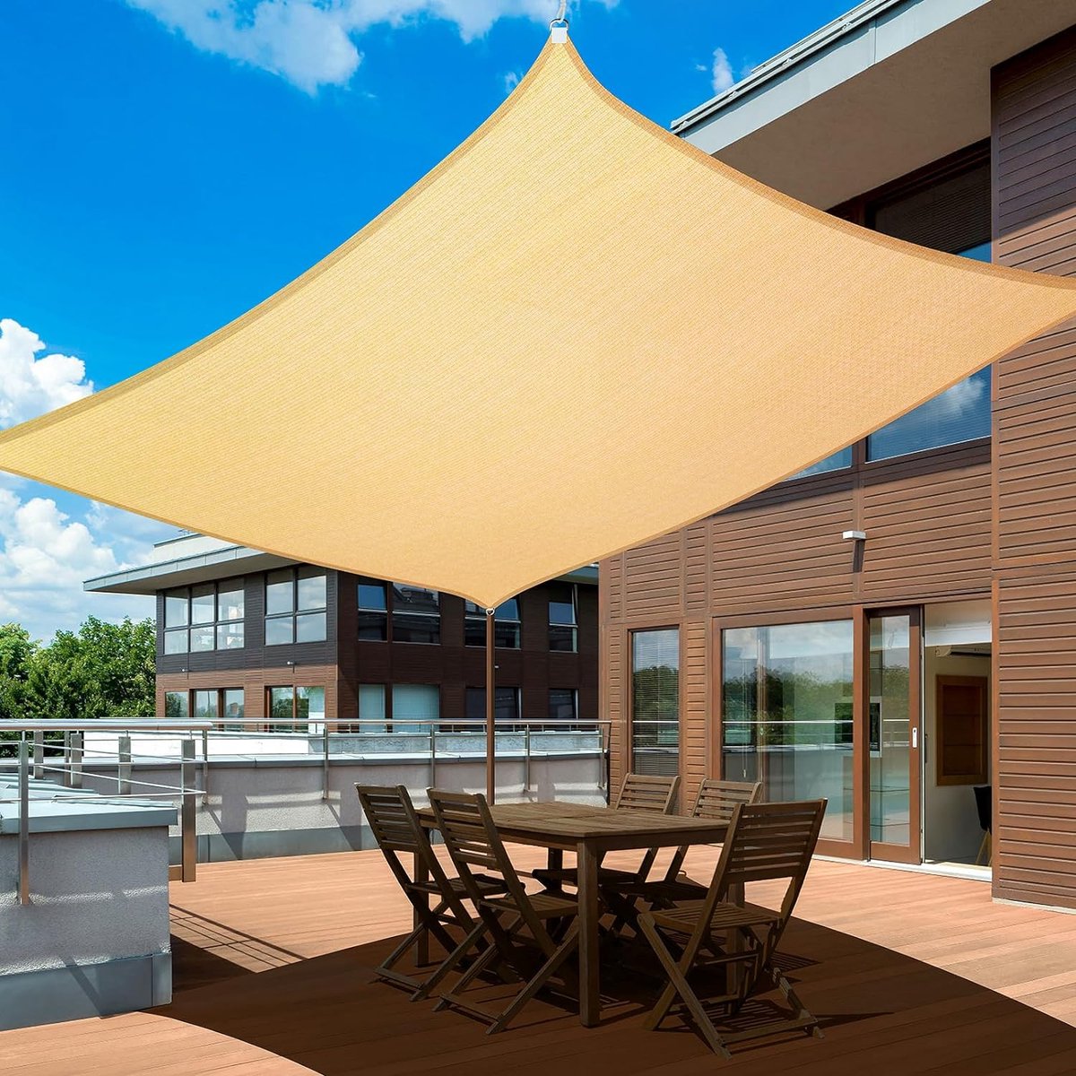 Zonnezeil rechthoekig 3 6 x 4 8 m luifelzeil 95% uv-bescherming ademende zonwering voor terras tuin pergola achtertuin zandkleur