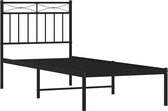 vidaXL - Bedframe - met - hoofdbord - metaal - zwart - 75x190 - cm