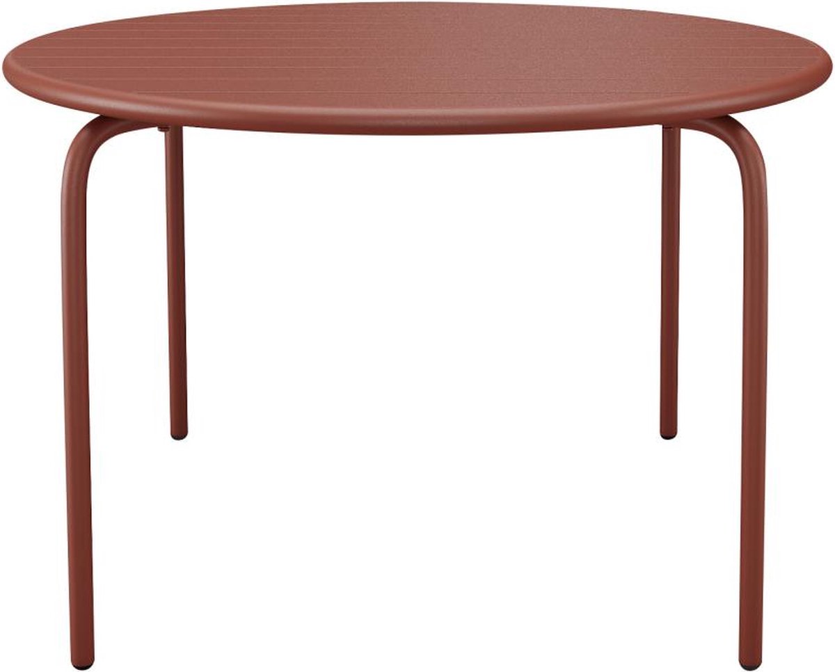 Vente-unique Ronde tuintafel D130 cm van metaal - Terracotta - MIRMANDE van MYLIA L 130 cm x H 74 cm x D 130 cm