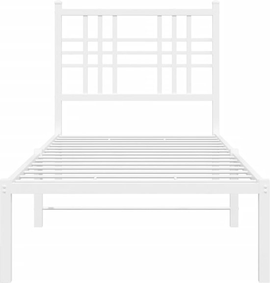 vidaXL - Bedframe - met - hoofdbord - zonder - matras - metaal - wit - 75x190 - cm