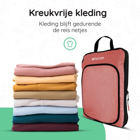 Volcan Compression Cubes d'emballage - Set organisateur de valise - Set de 4 - Avec fermeture éclair de compression - Pour sac à dos et valise - Vieux rose
