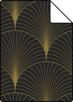 Echantillon ESTAhome papier peint motif art déco noir et or - 139457 - 26,5 x 21 cm