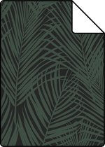 Proefstaal ESTAhome behang palmbladeren donkergroen en zwart - 139157 - 26,5 x 21 cm