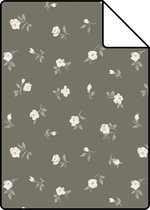 Proefstaal ESTAhome behang bloemetjes bruin en licht roze - 139238 - 26,5 x 21 cm