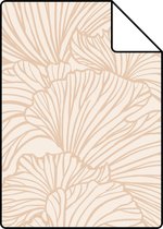 Proefstaal ESTAhome behang ginkgo bladeren zand beige en licht terracotta - 139488 - 26,5 x 21 cm