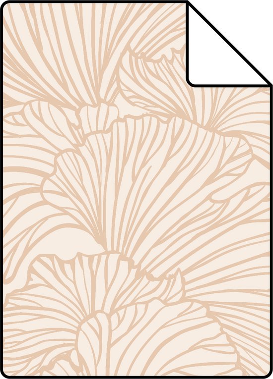 Proefstaal ESTAhome behang ginkgo bladeren zand beige en licht terracotta - 139488 - 26,5 x 21 cm