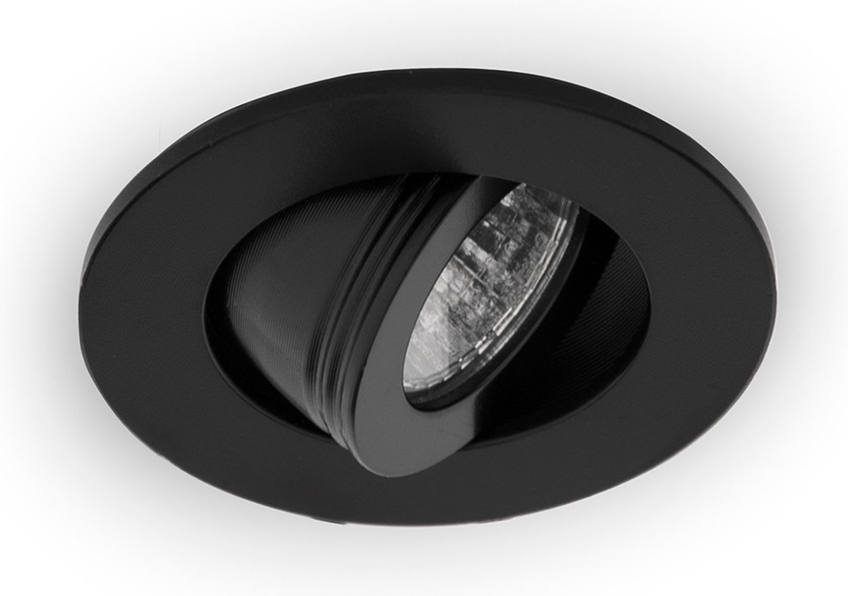 Groenovatie Inbouwspot LED 3W - Rond - Kantelbaar - Aluminium - Dimbaar - Zwart - 12V