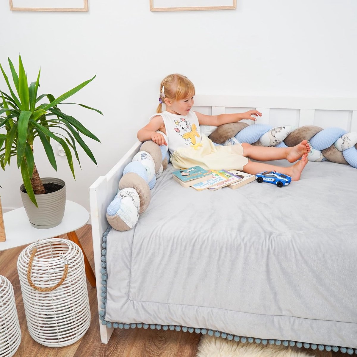 Babyknuffelkussen kinderkussen decoratie 150 cm – pluizig sierkussen kinderkamer kinderkussen sierkussen gevlochten katoen minky egel blauw