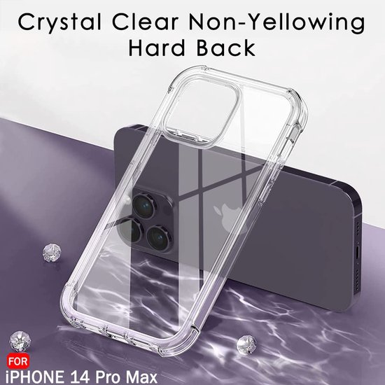 Coque antichoc – Coque arrière Crystal pour Apple iPhone 14 Pro Max | Bumper arrière transparent en PC et TPU