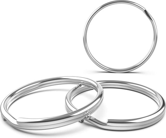 Set van 100 Sleutelringen - Sleutelhangers met een diameter van 25 mm van gehard staal - Roestvrijstalen ringen - Key ring/holder - Verbeterde versie met ringen voor sleutelhangers
