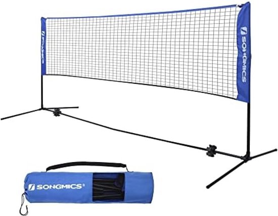 Foto: 3 m badmintonnet tennisnet in hoogte verstelbaar set met stabiel ijzeren frame en draagtas