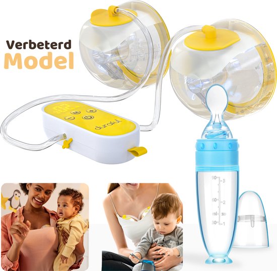 Foto: Duraful babypakket elektrische borstkolf baby eetlepel inclusief 2 opzetstukken keycord 10 melkzakjes handsfree anti terugstroom usb c oplaadbaar borstkolven borstvoeding kolfapparaat kolfapparaten handkolf babyvoeding