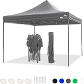 MaxxGarden Easy-up Partytent - 3x3m - Standaard - Waterdicht - Opvouwbaar - Inclusief draagtas - Antraciet