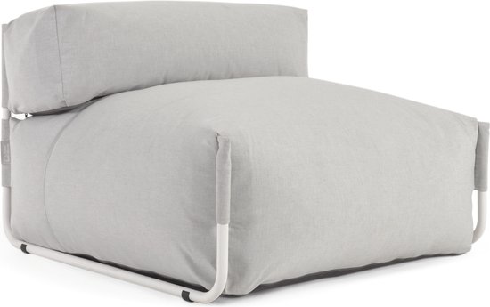 Kave Home - Square poef lichtgrijs en wit met rugleuning voor 100% ...