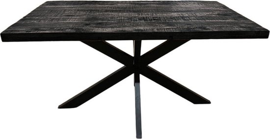 Eettafel Straight Black Spider | Zwart Mangohout | 140 - 180 - 220-180x90