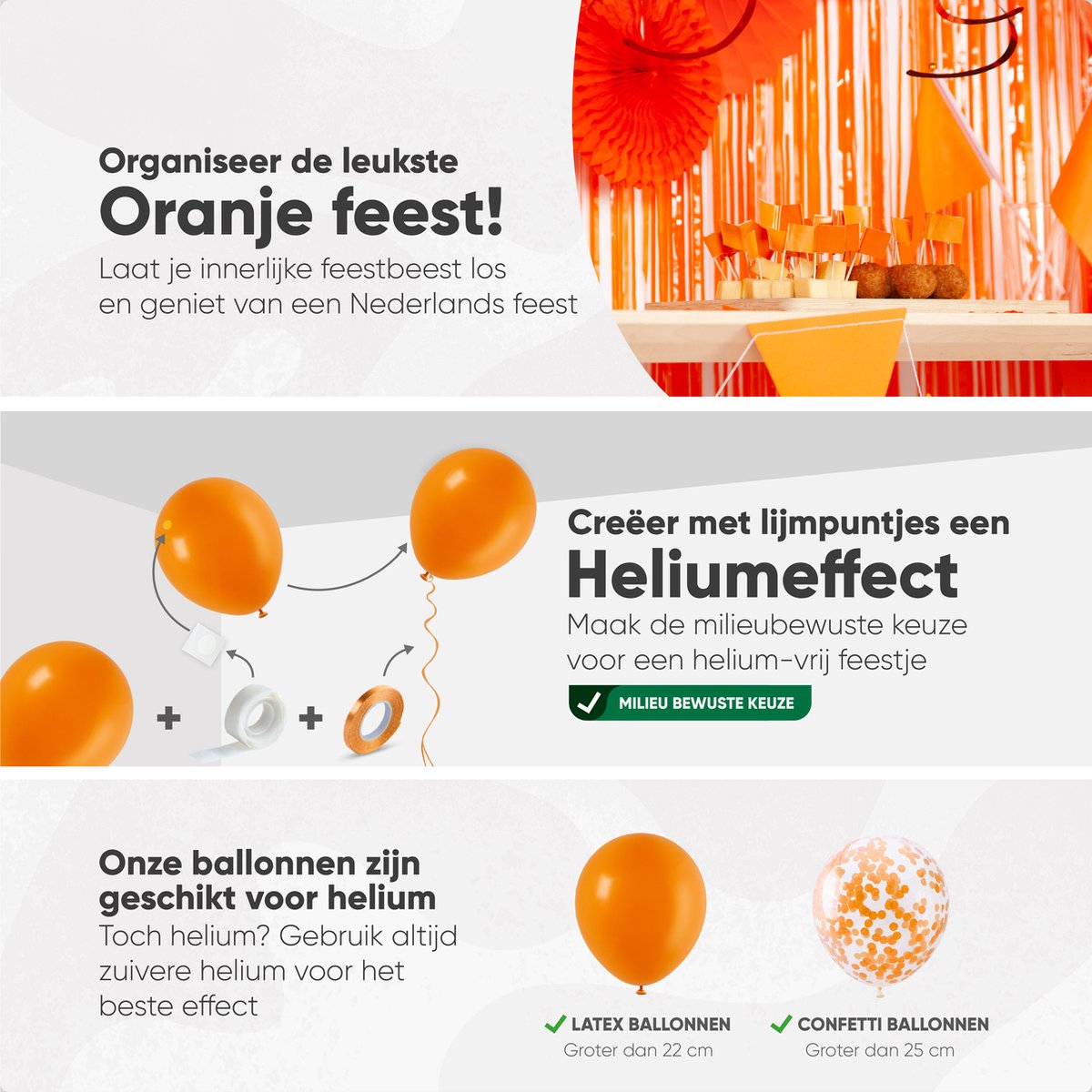 Fissaly 108 Stuks Nederland Oranje Decoratie Set – Feest Verjaardag Versiering met Ballonnen, Vlaggetjes & Slinger – Thema Feest – Ik hou van Holland - WK Voetbal — afbeelding 6