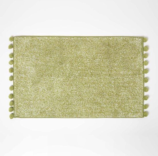 Homescapes badmat groen gemêleerd met pompons, 50 x 80 cm - katoenen getufte badmat