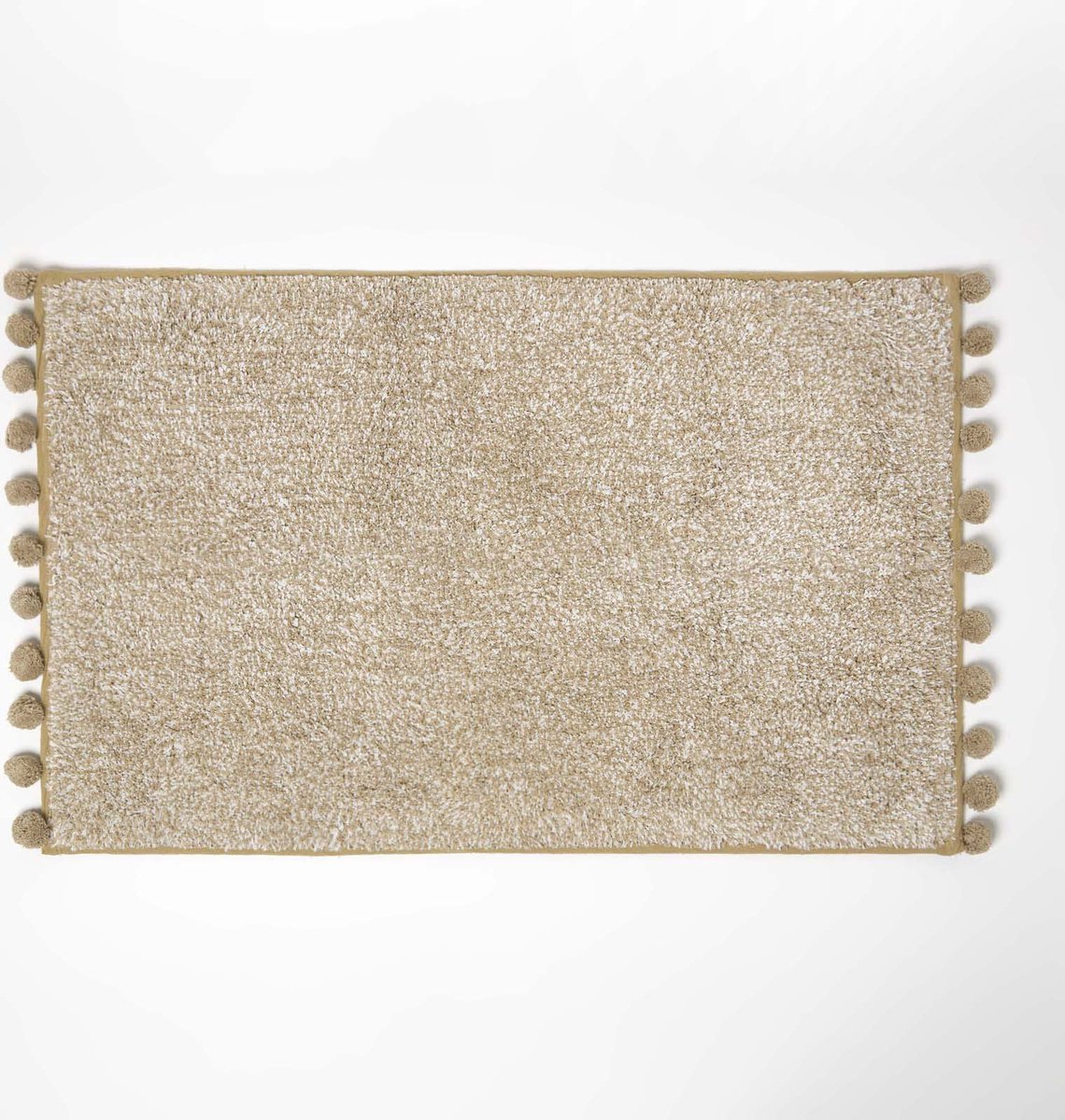 Homescapes badmat beige gemêleerd met pompons, 50 x 80 cm - katoenen getufte badmat