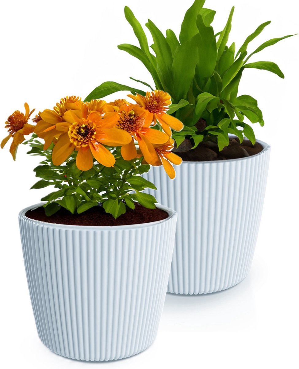 Prosperplast Plantenpot bloempot Buckingham 2x buiten binnen grijs D23 x H21 cm