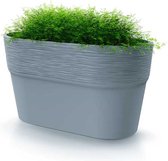 Prosperplast Plantenpot/bloempot Windsor - buiten/binnen - design kunststof - lichtgrijs - L28 x B15 x H15 cm - Ovaal
