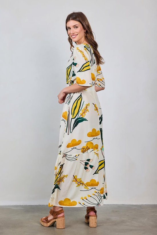 DIDI Dames Dress Bonita in Offwhite with Sunshine print maat 38