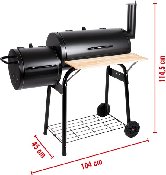 BBQ Collection 2-in-1 Smoker BBQ - Houtskool Barbeque - Buitenkeuken Barbecue - Grill en Smokerbarbecues - 104 x 58 x 114 cm