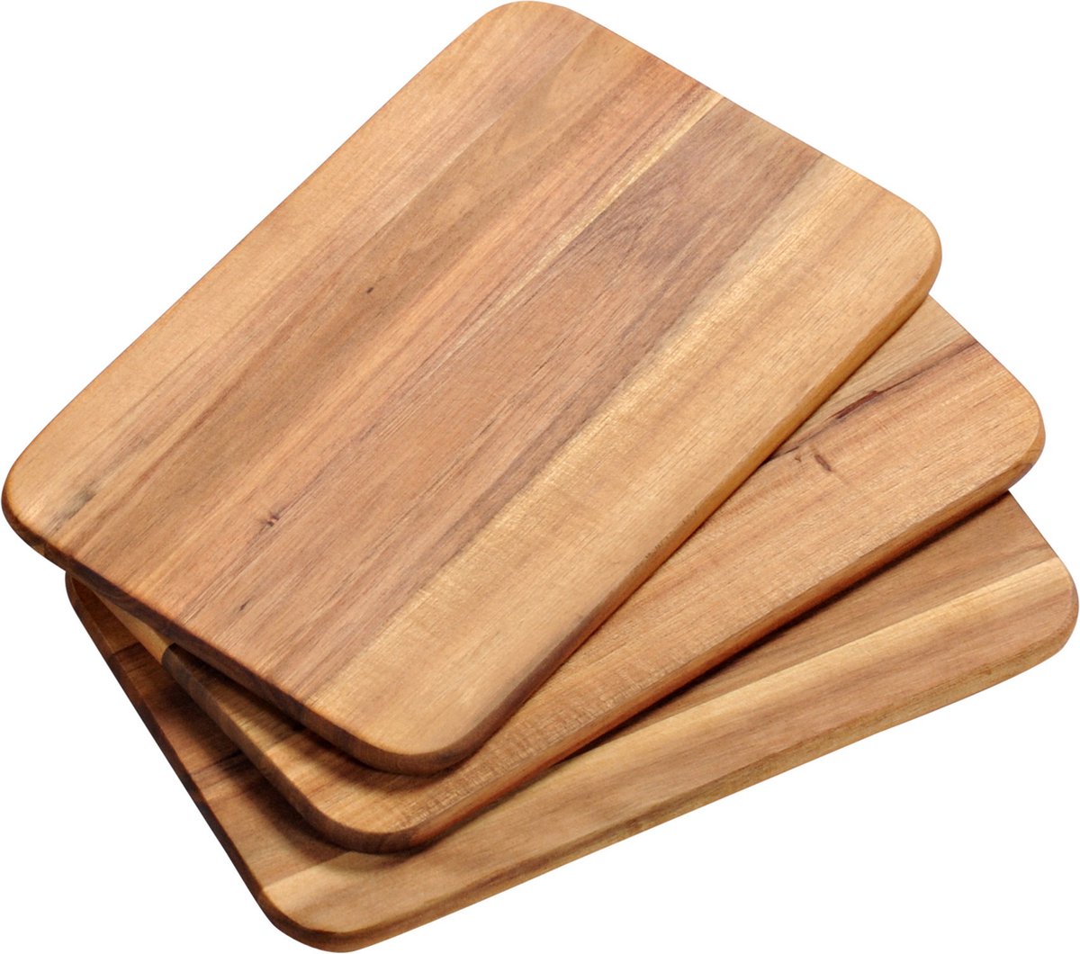 Kesper Ontbijtplankjes - 3x stuks - acaciahout - 22 x 14 cm - bruin - Broodplankjes