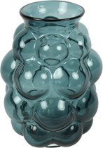 Countryfield Flower Vase Bubblegum Medium - verre transparent - bleu pétrole - D16 x H21 cm - vase fait main
