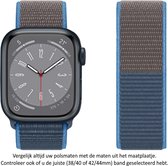 Blauw Grijs / Bruin Tweekleurig Nylon Horloge Band geschikt voor Apple Watch 1, 2, 3, 4, 5, 6, 7, 8, SE & Nike+, 38mm, 40mm & 41mm "Vrouwenbreedte" Series - Zacht Geweven Nylon - 38 mm, 40 mm en 41 mm