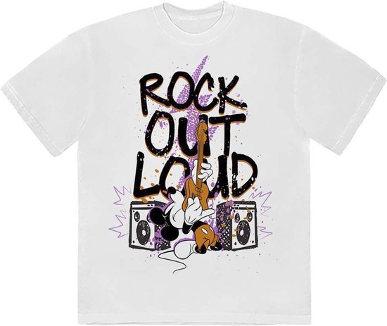 Disney Mickey Mouse - Rock Out Loud Heren T-shirt - S - Wit