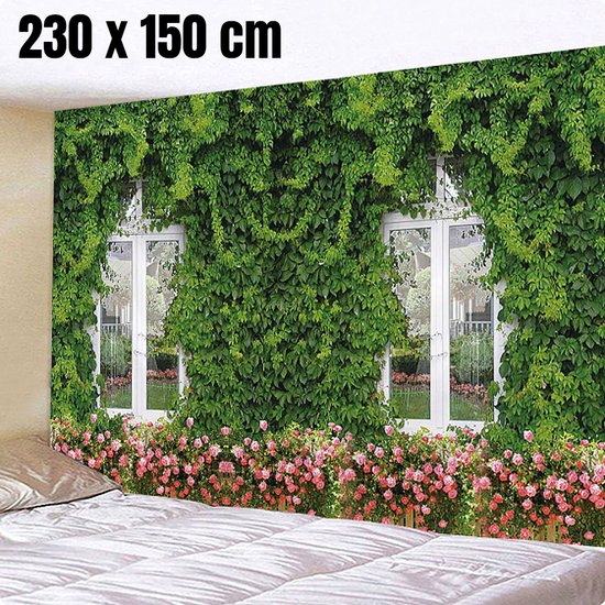 Allernieuwste.nl® Maison de Rêve avec Tapisserie Verte Tapisserie Décoration murale Murale Tapisserie Murale - Nature - Couleur - 230 x 150 cm