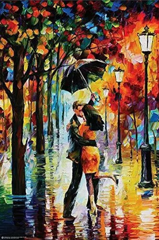 Allernieuwste.nl® Peinture sur toile Dancing In The Rain - Dancing in the Rain - Moderne - Salon - 60 x 90 cm - Couleur