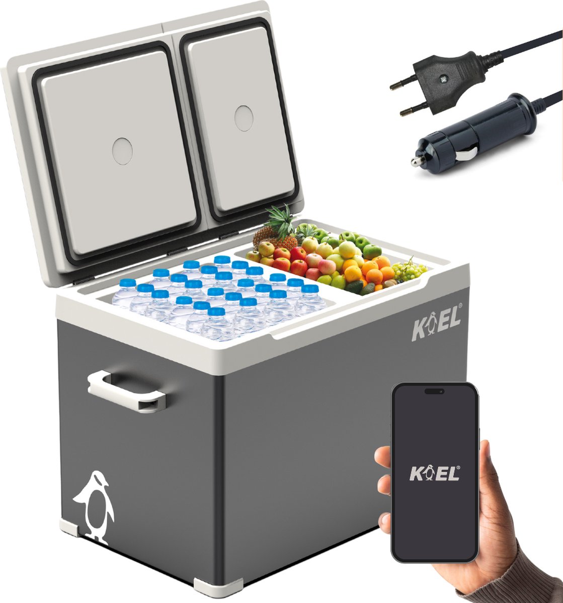 Bol.com Koel Crate Dual 30L - Compressor Koelbox Elektrisch 12V en 220V/230 Volt - Camping Koelkast voor Auto - Coolbox tot -20°C aanbieding