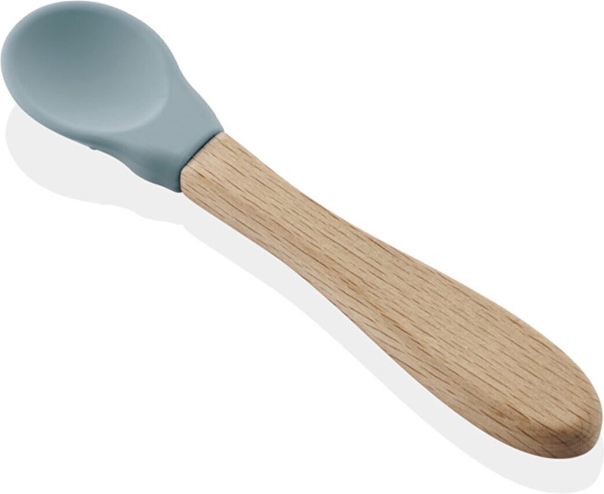 Goedkoopste Babyjem Siliconen Lepel Met Houten Handvat