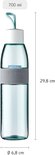 Transparante Mepal waterfles van 700ml met witte dop en grijze band.