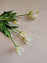 Real Touch Tulips - White - Real Touch Tulpen Wit - Tulpen - Kunstbloemen - Kunst Tulpen - Kunst Boeket - Tulp - 40 CM - Bos Bloemen - Latex Bloem - Bruiloft