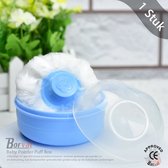Borvat® - Boîte à houppettes Bébé - Étui à poudre après le bain pour le corps moelleux - Houppette à poudre de talc - Blauw - 1 pièce