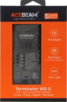 AceBeam Terminator M2-X Dual LED-zaklamp, koel wit 6.500K, max. 3200 lumen, meerdere lichtbronnen, zevenkleurig licht