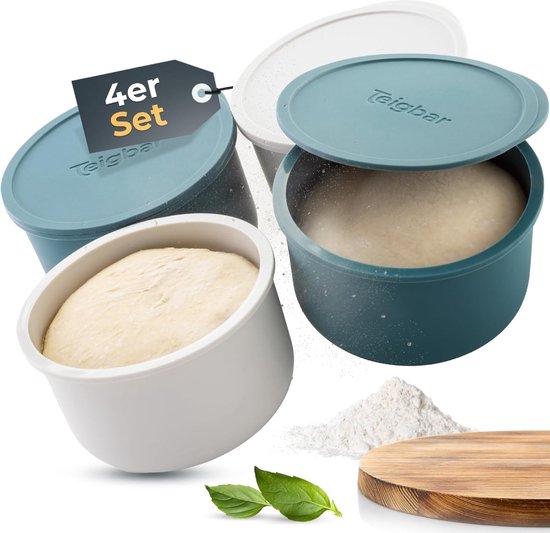Relaxdays pizzadeegbak set van 4, siliconen, tot 350 g