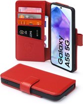 Samsung Galaxy A55 Hoesje - Luxe MobyDefend Wallet Bookcase - Rood - GSM Hoesje - Telefoonhoesje Geschikt Voor Samsung Galaxy A55