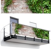 Balkonscherm 300x85 cm - Balkonposter Klimop - Groen - Stenen - Wit - Bladeren - Balkon scherm decoratie - Balkonschermen - Balkondoek zonnescherm