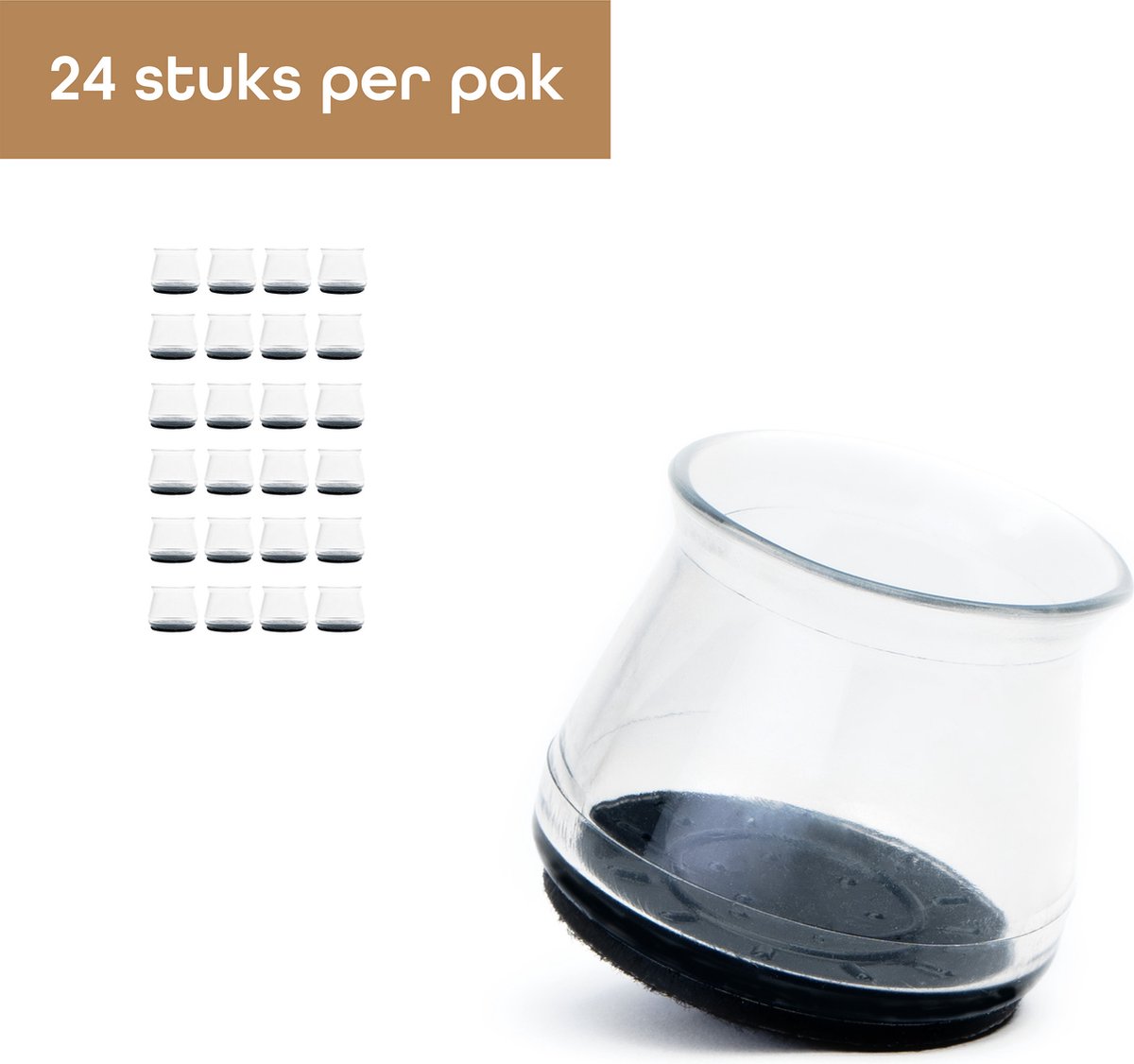 Baulk® - Stoelpoot beschermers – Stoelpootdoppen – Stoeldoppen – Transparant – Anti-kras – M – 2.8cm tot 3.6cm