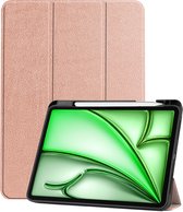 Hoesje Geschikt voor iPad Air 2024 (13 inch) Hoes Case Tablet Hoesje Tri-fold Met Uitsparing Geschikt voor Apple Pencil - Hoes Geschikt voor iPad Air 6 (13 inch) Hoesje Hard Cover Bookcase Hoes - Rosé goud