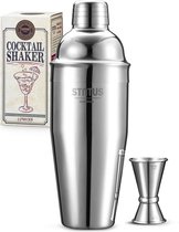 Cocktailshaker 750 ml met jigger - Roestvrij staal - Baraccessoires cocktailset - Cadeauset 2 stuks