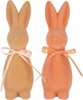 J-Line figuur Konijn - keramiek - beige/zalm - small - 2 stuks