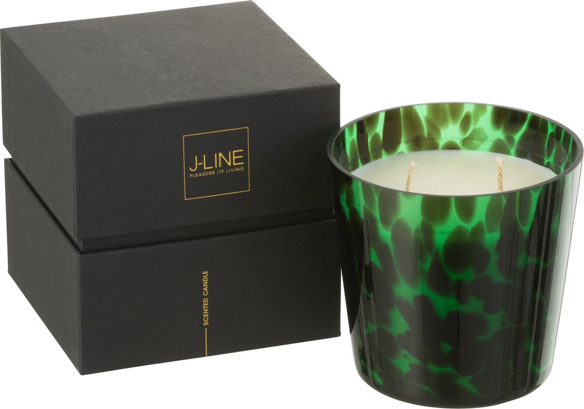 J-Line geurkaars Noa - Sandalwood - glas - groen - small - 50U